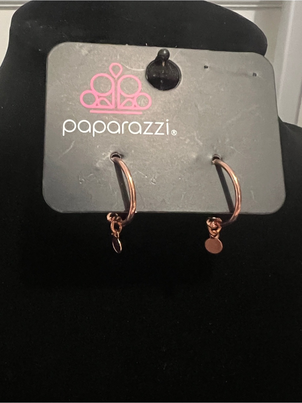 Paparazzi Rose Gold Mini Hoop Earrings with Dangling Disc